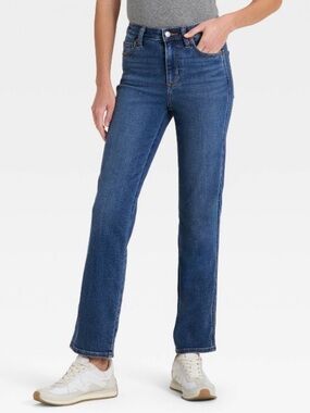Universal Thread High Rise Straight Leg Cropped Jeans Dark Wash 6/28L